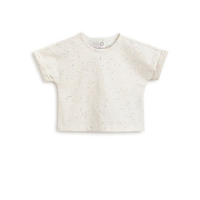 Infants Natural Printed T-shirt with Short Overalls image number 2